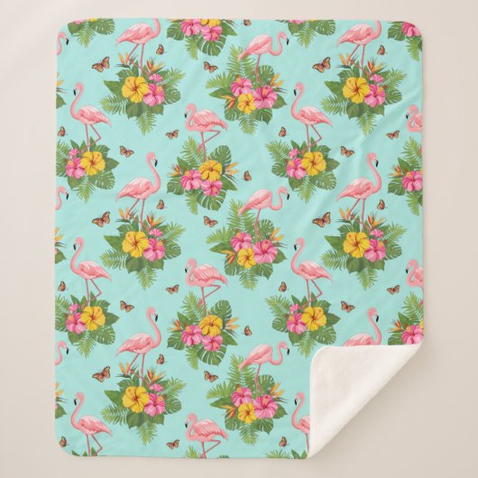 Flamingo und Schmetterlinge 2 Sherpadecke (Vorderseite)