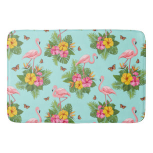 Flamingo und Schmetterlinge 3 Badematte