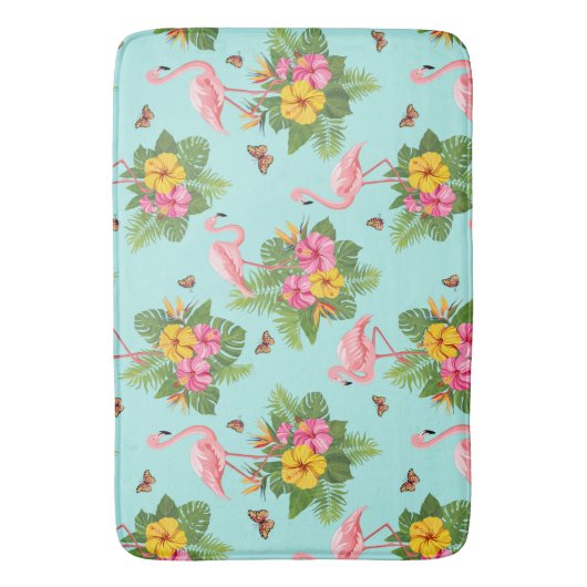 Flamingo und Schmetterlinge 3 Badematte (Vorderseite Vertikal)