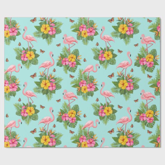 Flamingo und Schmetterlinge 3 Geschenkpapier (Flach)