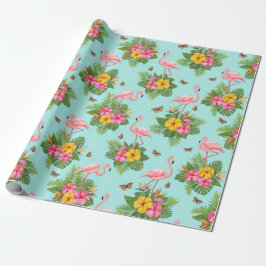 Flamingo und Schmetterlinge 3 Geschenkpapier