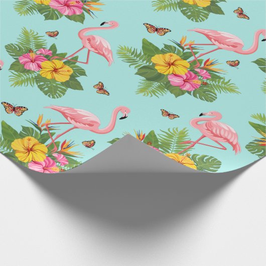 Flamingo und Schmetterlinge 3 Geschenkpapier (Ecke)