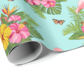 Flamingo und Schmetterlinge 3 Geschenkpapier (Rolleneckpunkt)