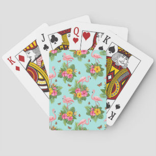 Flamingo und Schmetterlinge 3 Spielkarten