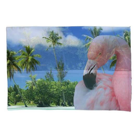 Flamingo und Strand Kissenbezug (Vorderseite)