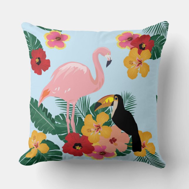 Flamingo und Toucan Kissen (Vorderseite)