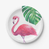 Flamingo und Tropical Blätter Party Teller (Vorderseite)