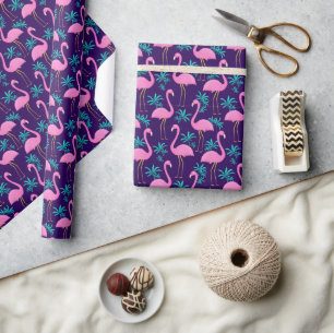 Flamingo und tropische Blätter Geschenkpapier