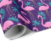 Flamingo und tropische Blätter Geschenkpapier (Rolleneckpunkt)
