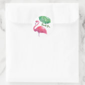 Flamingo und tropische Blätter Vielen Dank Runder Aufkleber (Tasche)