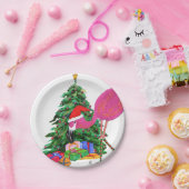 Flamingo und Weihnachtsbaum Pappteller (Party)