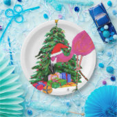 Flamingo und Weihnachtsbaum Pappteller (Party)