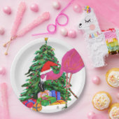 Flamingo und Weihnachtsbaum Pappteller (Party)