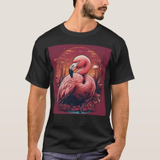 Flamingo Under a Sunset Glow T-Shirt (Vorderseite)