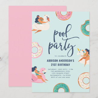 Flamingo & Unicorn Pool Party | Sommer Geburtstag Einladung