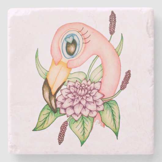 Flamingo-Untersetzer Steinuntersetzer (Vorderseite)