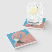 Flamingo-Untersetzer von ursprünglichem Art. Steinuntersetzer (Seitenansicht)