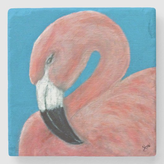 Flamingo-Untersetzer von ursprünglichem Art. Steinuntersetzer (Vorderseite)