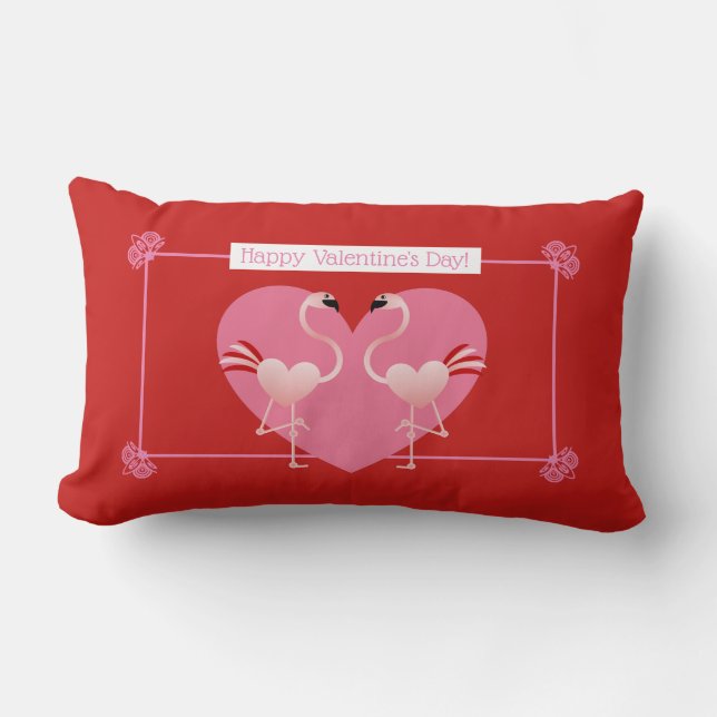 Flamingo Valentine's Day Lumbar Pillow Lendenkissen (Vorderseite)