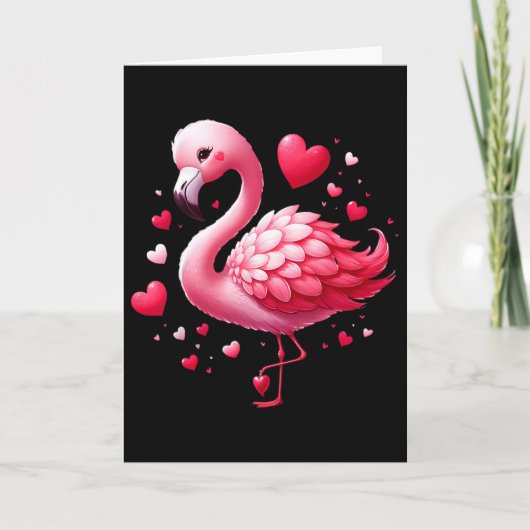 Flamingo Valentinsherzen Vogel Karte (Vorderseite)