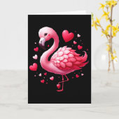 Flamingo Valentinsherzen Vogel Karte (Gelbe Blume)