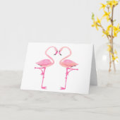 Flamingo Valentinus Karte (Gelbe Blume)