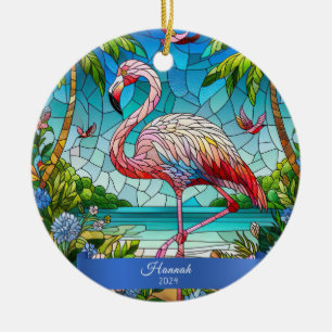 Flamingo verketteter Glass Look Personalisiert tro Keramik Ornament