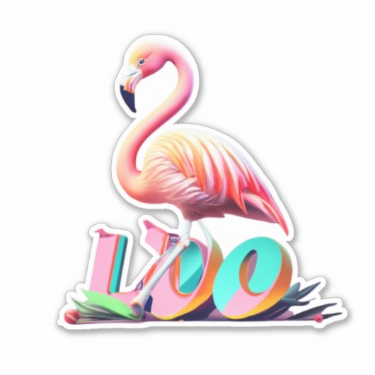 Flamingo verwandelt Ihren Raum mit Stickern Aufkleber (Vorderseite)