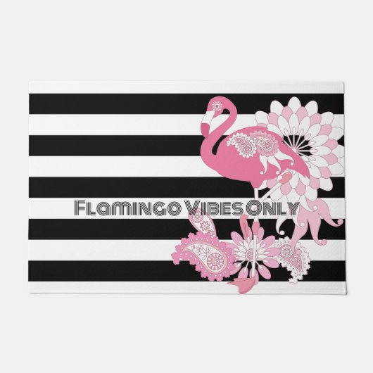 Flamingo Vibes nur Schwarz und Weiß Streifen Flami Fußmatte (Vorderseite)