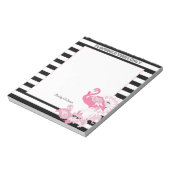 Flamingo Vibes Nur Schwarz & Weiß Streifen Flaming Notizblock (Rotiert)