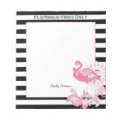 Flamingo Vibes Nur Schwarz & Weiß Streifen Flaming Notizblock (Vorderseite)