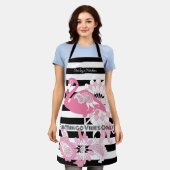 Flamingo Vibes Nur Schwarz & Weiß Streifen Flaming Schürze (Getragen)