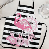 Flamingo Vibes Nur Schwarz & Weiß Streifen Flaming Schürze