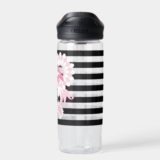 Flamingo Vibes only - Black Stripe Pink Flamingo Trinkflasche (Rückseite)