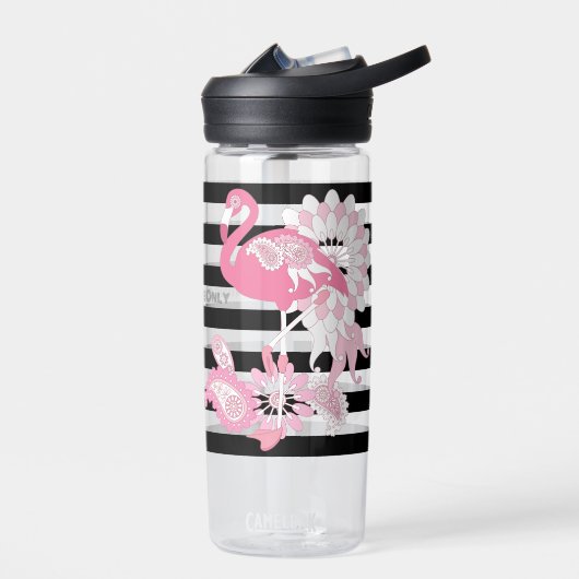 Flamingo Vibes only - Black Stripe Pink Flamingo Trinkflasche (Links)