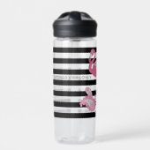 Flamingo Vibes only - Black Stripe Pink Flamingo Trinkflasche (Vorderseite)