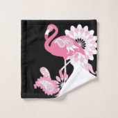 Flamingo Vibes only Black & White Strip Flamingo Badhandtuch Set (Waschlappen)
