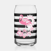 Flamingo Vibes only Black & White Strip Flamingo Dosenglas (Vorderseite)