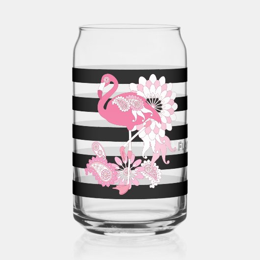 Flamingo Vibes only Black & White Strip Flamingo Dosenglas (Vorderseite)