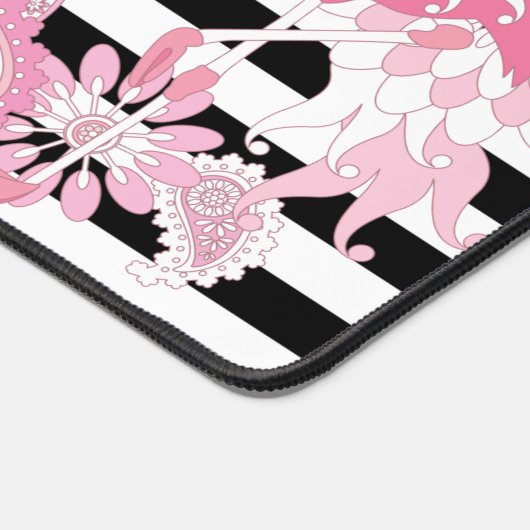 Flamingo Vibes only Black & White Strip Flamingo Schreibtischunterlage (Ecke)
