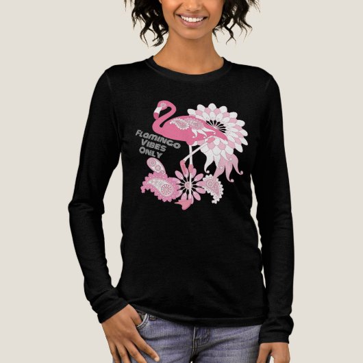 Flamingo Vibes Only - Paisley Pink Flamingo Tri-Blend Shirt (Vorderseite)