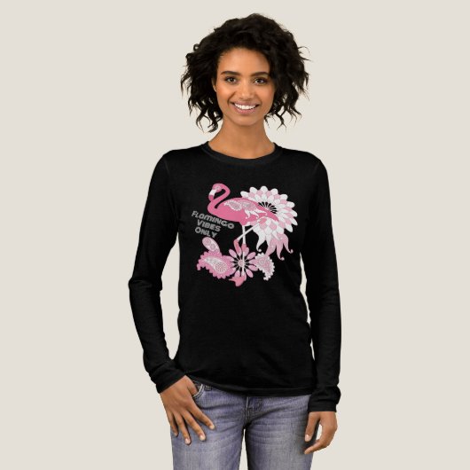 Flamingo Vibes Only - Paisley Pink Flamingo Tri-Blend Shirt (Volle Vorderseite)