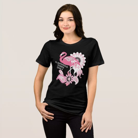 Flamingo Vibes Only - Paisley Pink Flamingo Tri-Blend Shirt (Vorderseite voll)