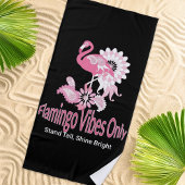 Flamingo Vibes Only Whimsical Pink Flamingo Strandtuch