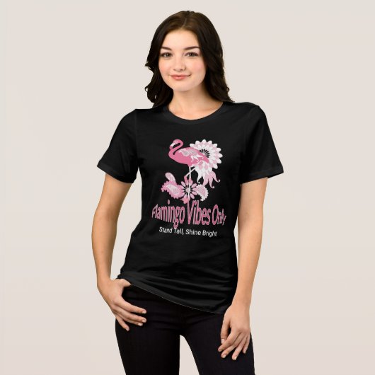 Flamingo Vibes Only Whimsical Pink Flamingo Tri-Blend Shirt (Vorderseite voll)