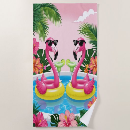 Flamingo Vibes Strandtuch (Vorderseite)
