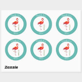 Flamingo Vielen Dank auf Light Blue & White Runder Aufkleber (Blatt)