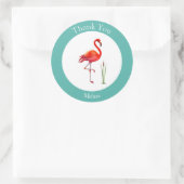 Flamingo Vielen Dank auf Light Blue & White Runder Aufkleber (Tasche)