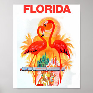 Flamingo Vintag Florida Travel Poster