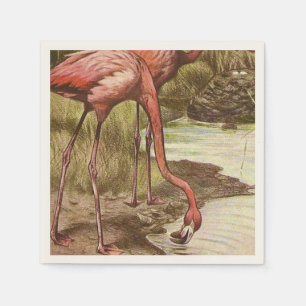Flamingo Vintag Illustration Serviette